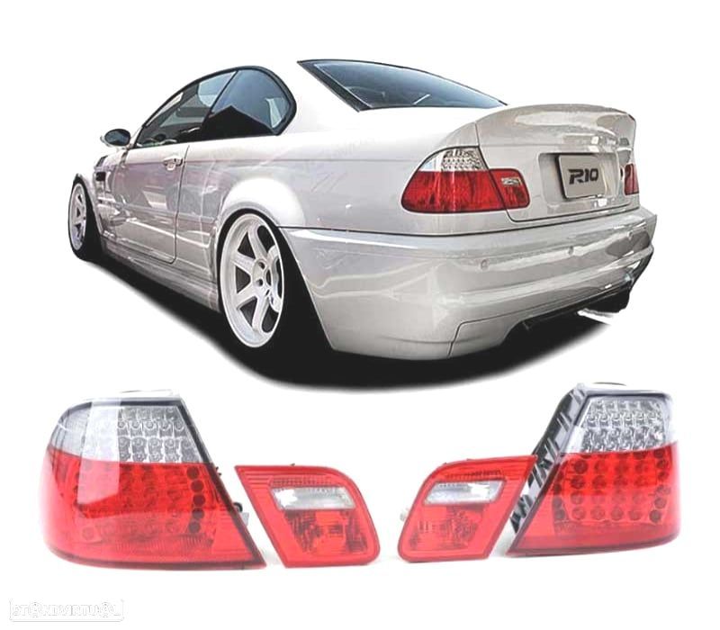 FAROLINS TRASEIROS LED BMW SÉRIE 3 E46 COUPÉ 99-03 VERMELHO TRANSPARENTE - 1