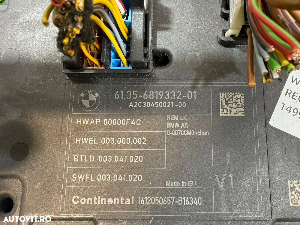 BCM MODUL CALCULATOR CONFORT BMW 318I SPORT SERIA 3 LCI F30 1.5 BENZINA 2017 COD OEM 61356819332 6135681933201 681933201 A2C30450021 2015-2019 - 6