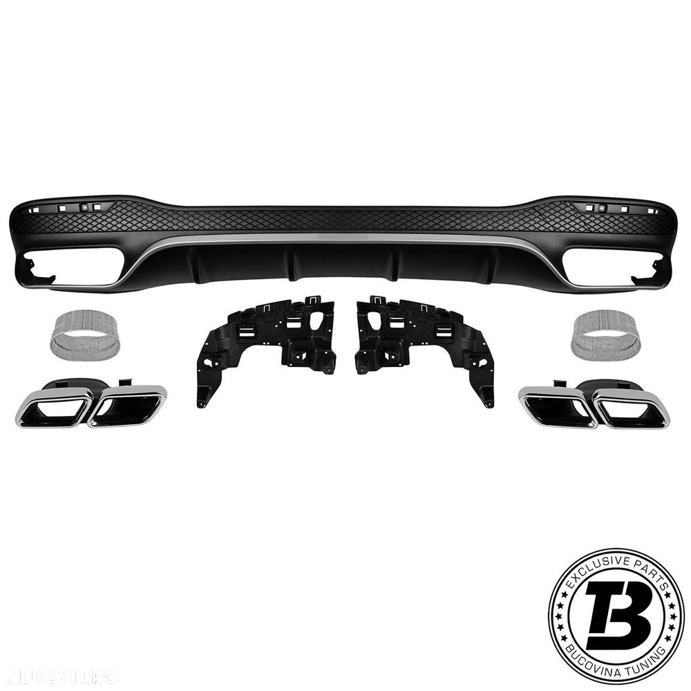 Difuzor Bara Spate cu Ornamente compatibil cu Mercedes GLS X166 GLS63 Design - 1