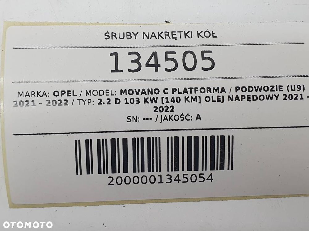 ŚRUBY NAKRĘTKI KÓŁ MOVANO C DUCATO BOXER JUMPER III M14X1.5 21MM 62MM - 4