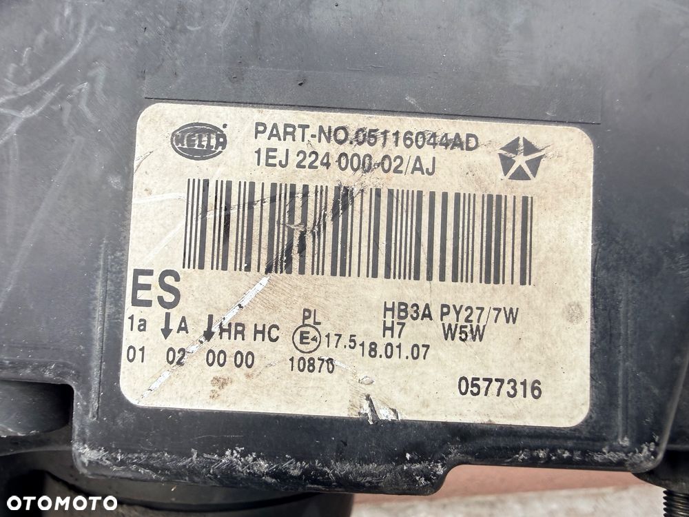 Lampa przednia CHRYSLER PT CRUISER LIFT KOMPLET EUROPA ORYGINALNE HELLA - 7