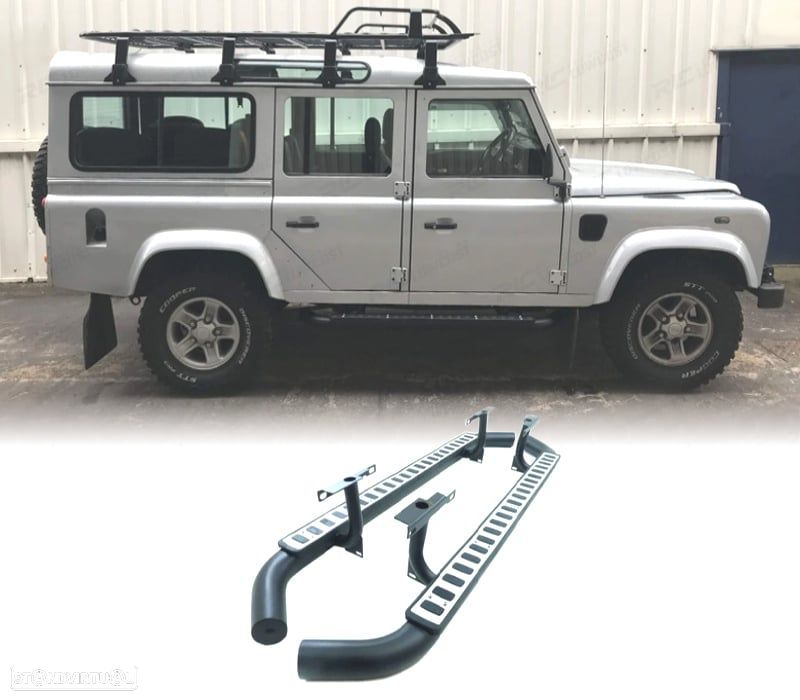 ESTRIBOS LATERAIS LAND ROVER DEFENDER 110 PRATEADO 83-16 - 1