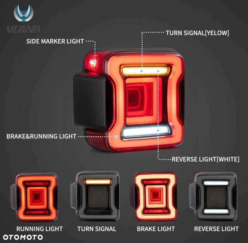 Lampy tyl kpl Vland Led Dynamic Tuning Smoke Jeep Wrangler JL 4 IV 2017-26 - 9