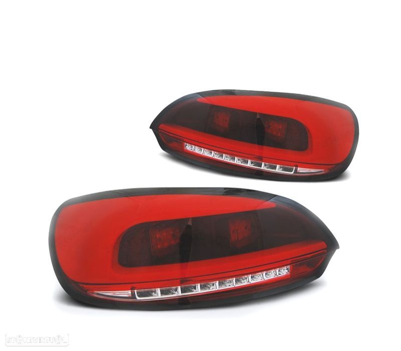 FAROLINS TRASEIROS CARDNA LED PARA VOLKSWAGEN VW SCIROCCO 08-14 LIGHT BAR VERMENHO CROMADO - 1