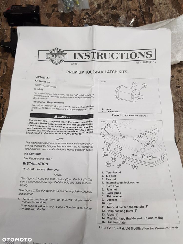 Zatrzaski kufra Premium Tour-Pak Harley Davidson Touring 53000253 - 7