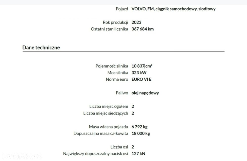 Volvo 2023 FM430 ADR salon POLSKA WARSZAWA - 2
