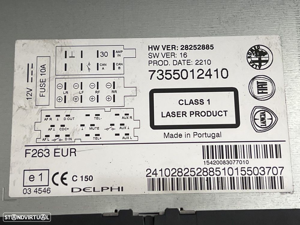 Rádio FIAT DOBLO (263_) Multijet 7355012410 - 4