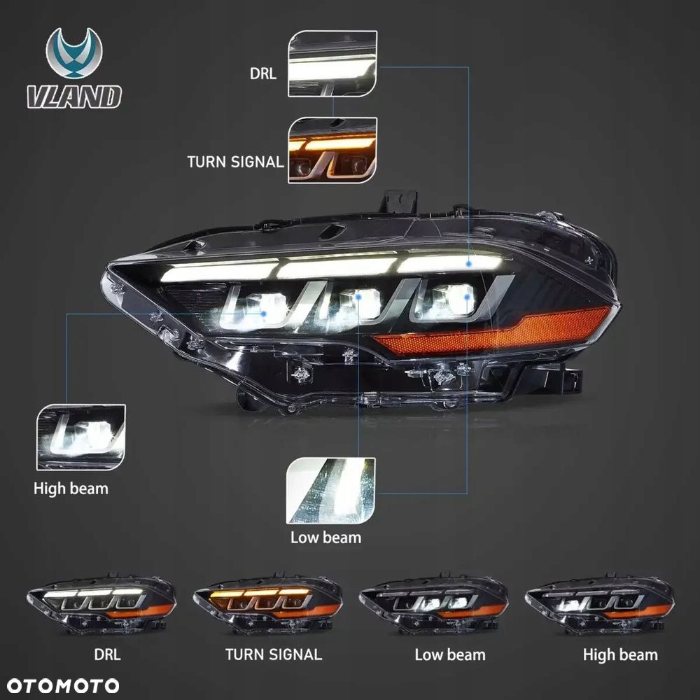 Reflektory Lampy kpl VLand Full Led Neon Tuning Ford Mustang VI 6 Lift 18- - 10