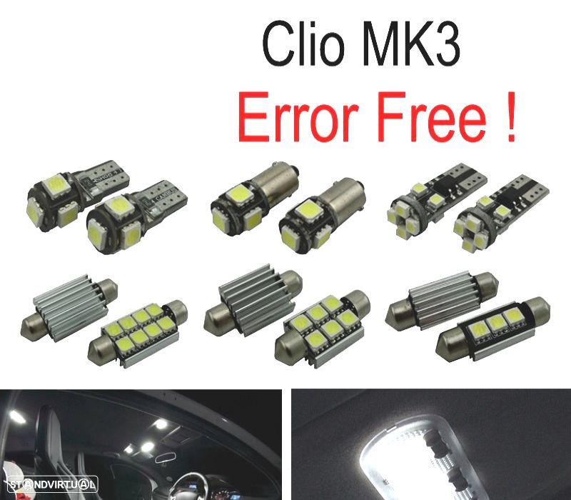 KIT COMPLETO 15 LAMPADAS LED INTERIOR PARA RENAULT CLIO III MK3. GRANDTOUR 06-12 - 1