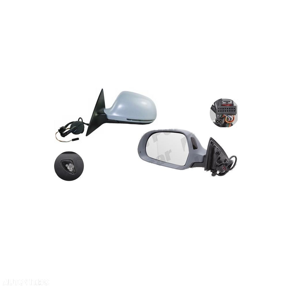 Oglinda exterioara Audi A6 (C6), 10.2008-03.2011, Stanga, reglare electrica; grunduit; incalzita; cu functie detectie unghi mort; geam asferic; cromat; memorie; 15 pini; cu semnalizare; cu lampa perimetru, - 1