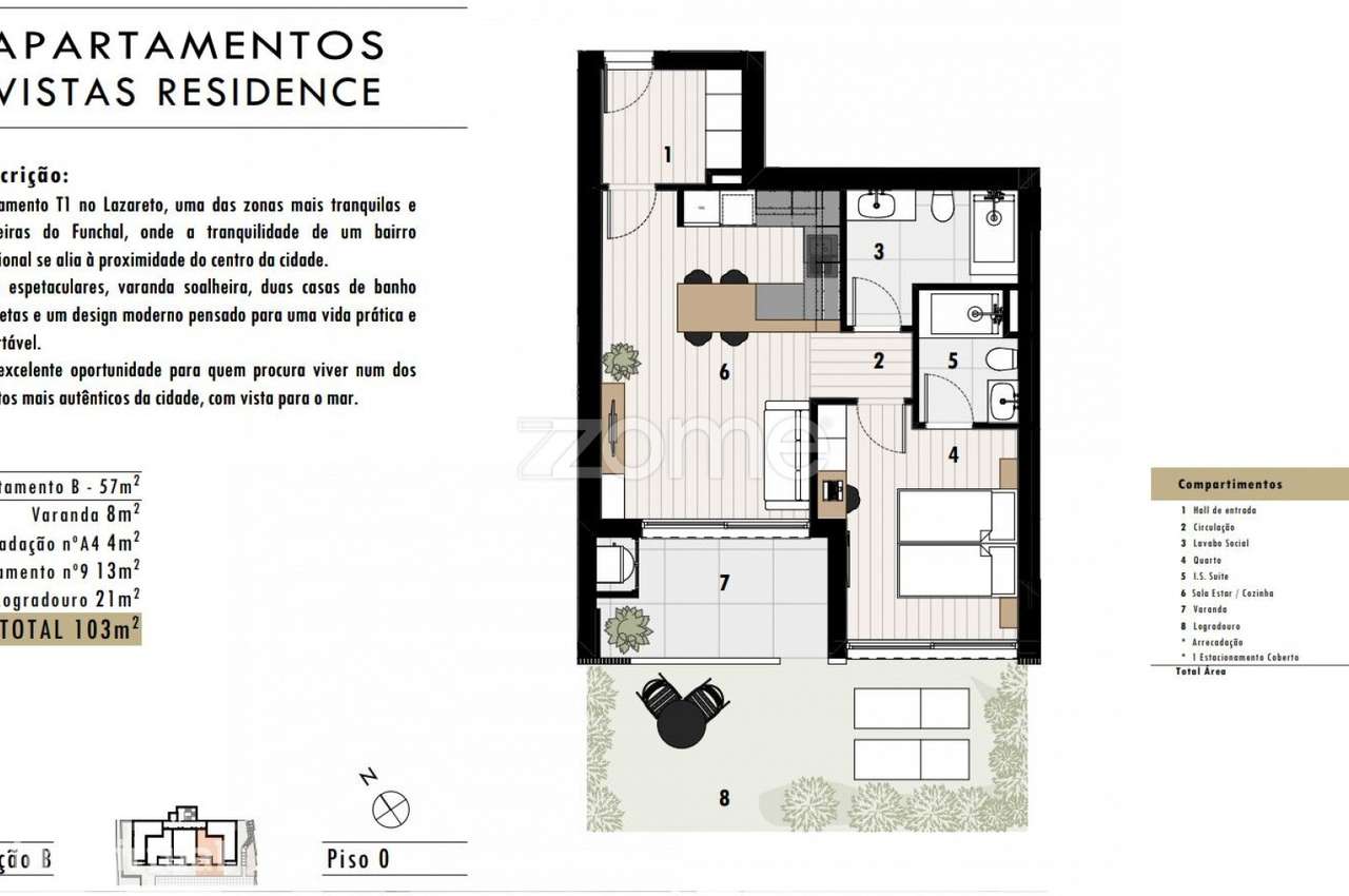 Vistas Residence - Apartamento T1 B no Centro do Funchal - Vista baía - Grande imagem: 2/12