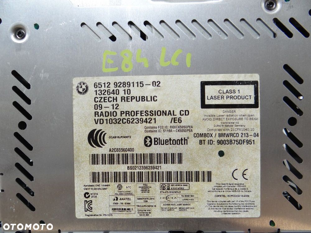 RADIO CD PROFESSIONAL BMW X1 E84 LCI 9289115 - 6