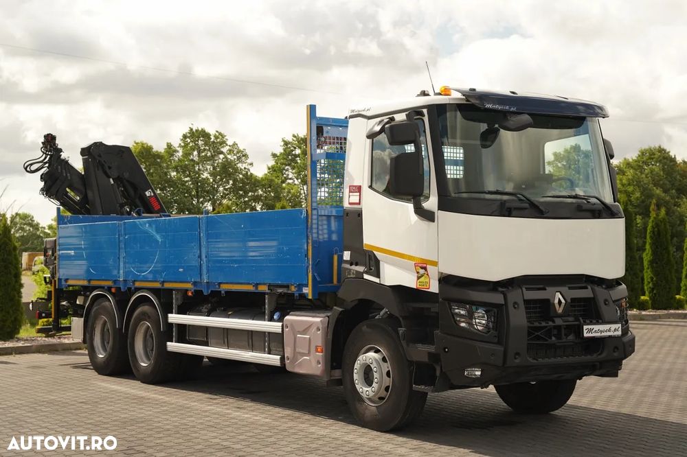 Renault C 380 / 6x4 / CAROSERIE DE LIVRARE 6,8 m / + HIAB X-HIPRO 192 ES-4 ÎNALTĂ DE RIDICARE: 12,4 M / ROTATOARE / FURCĂ PENTRU PALEȚI / EURO 6 - 13