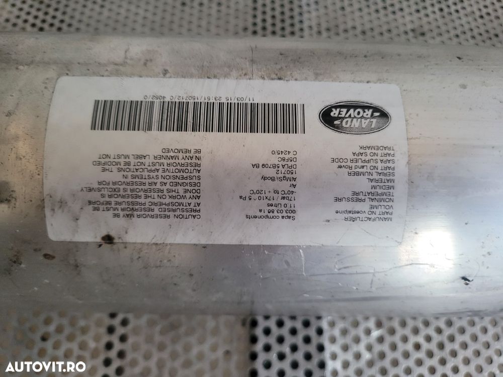 Rezervor Aer Butelie Suspensie Pneumatica Land Rover Range Rover Sport L494 Discovery Vogue An 2014-2015-2016-2017-2018 Cod DPLA-5B709-BA Dezmembrez Range Rover Sport L494 An 2014-2018 Volan Stanga 3.0 Diesel 306DT - 5