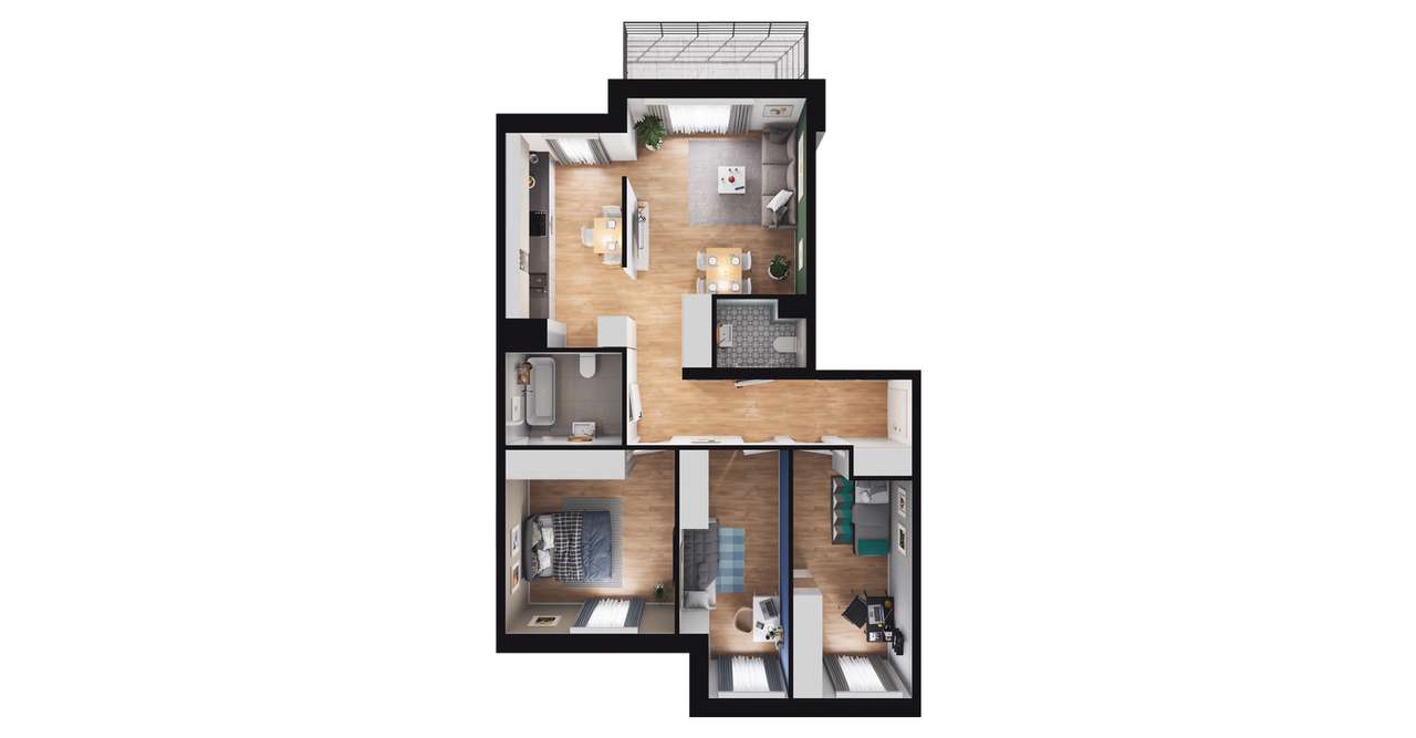 4-pokojowe mieszkanie 77m2 + balkon Bezpośrednio - Pełny obrazek: 2/15