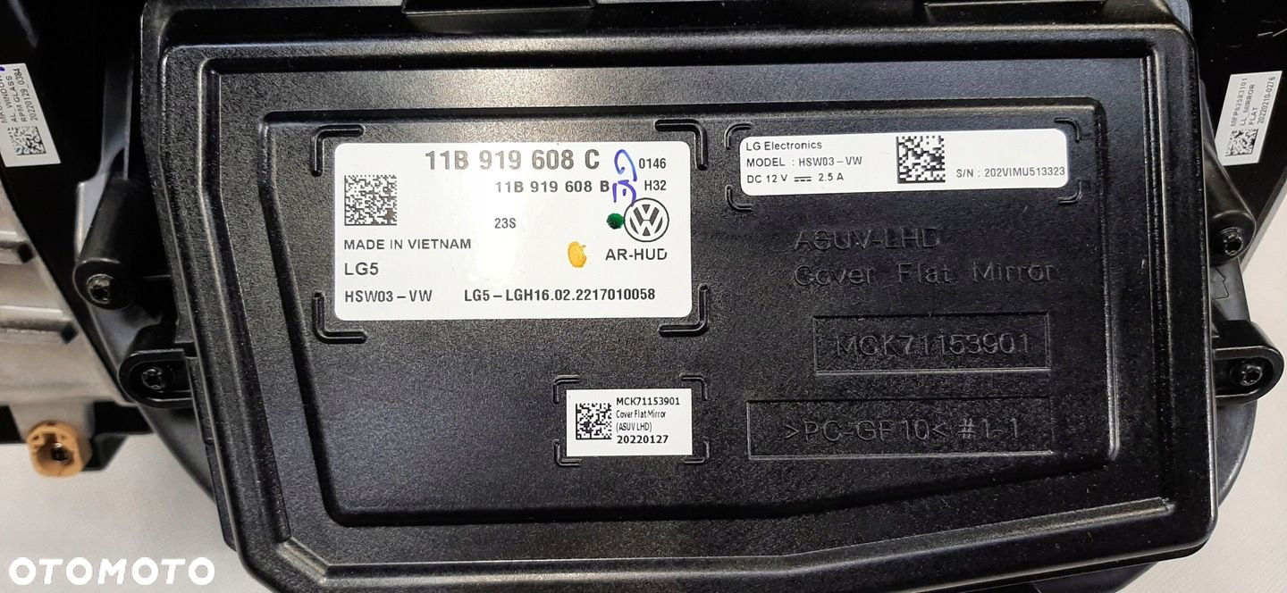 VW ID5 HUD CUPRA RZUTNIK HEAD UP AR-HUD 11B919608B display - 3
