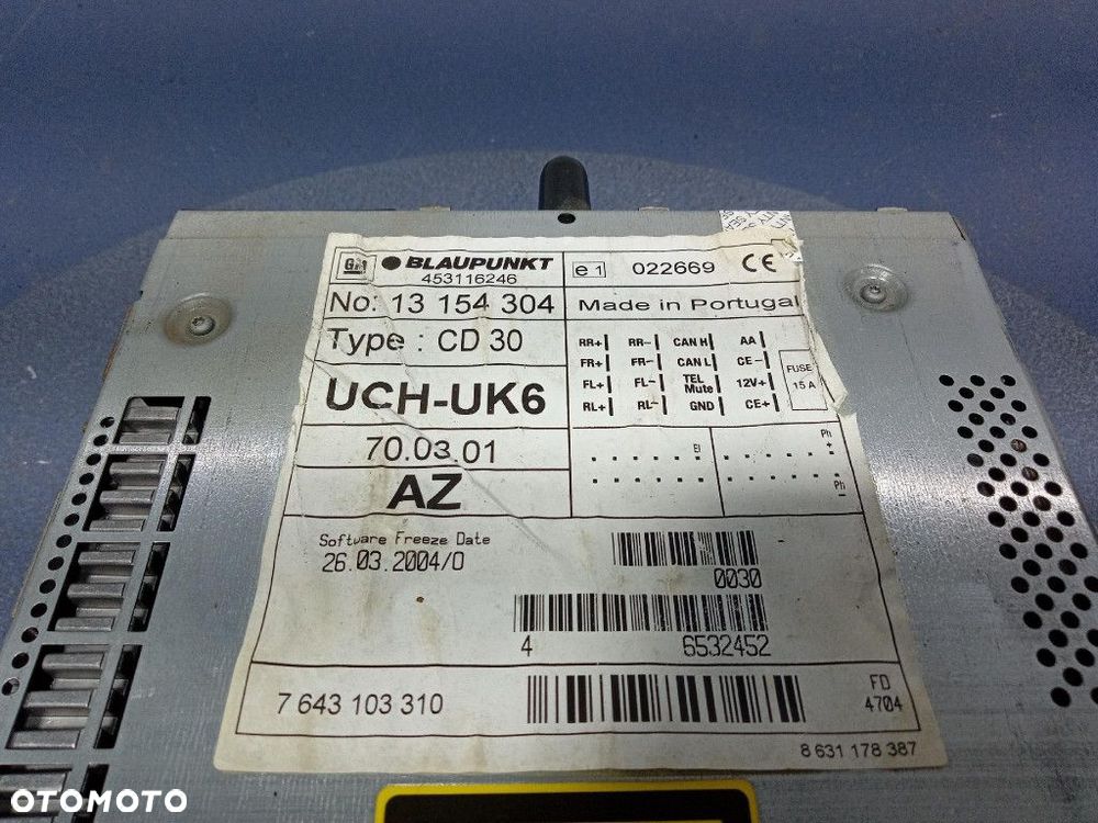 OPEL ASTRA III H RADIO CD30 MP3 WYŚWIETLACZ KOMPLET 13154304 - 6