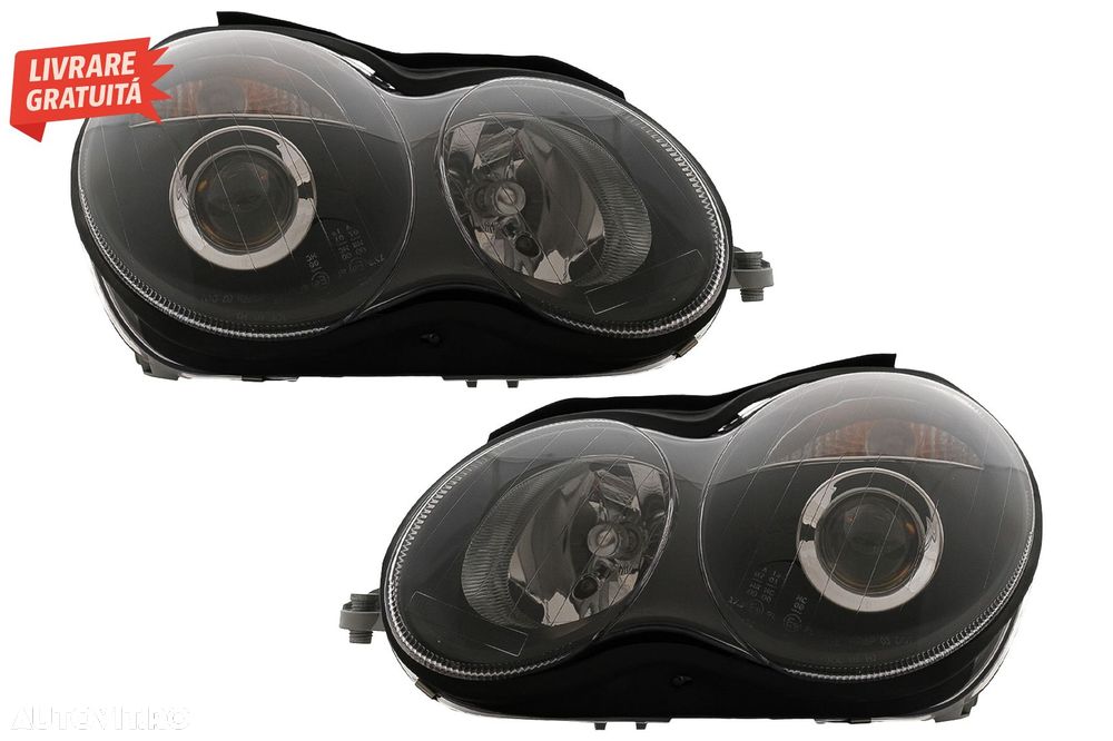 Faruri Mercedes C-Class W203 (07.2000-03.2004) Facelift Look Negru- livrare gratuita - 2
