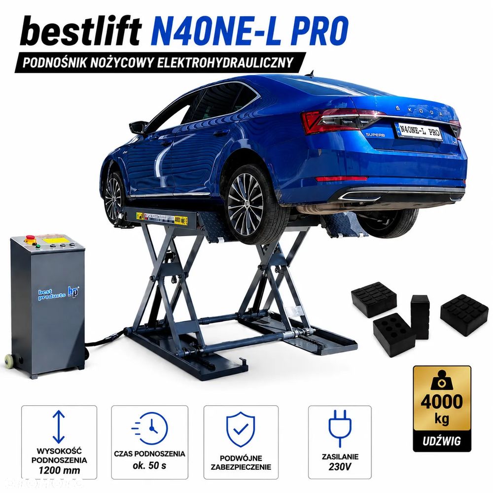 PODNOŚNIK NOŻYCOWY MOBILNY BESTLIFT N40NE-L PRO 4000KG 120CM 230V - 2
