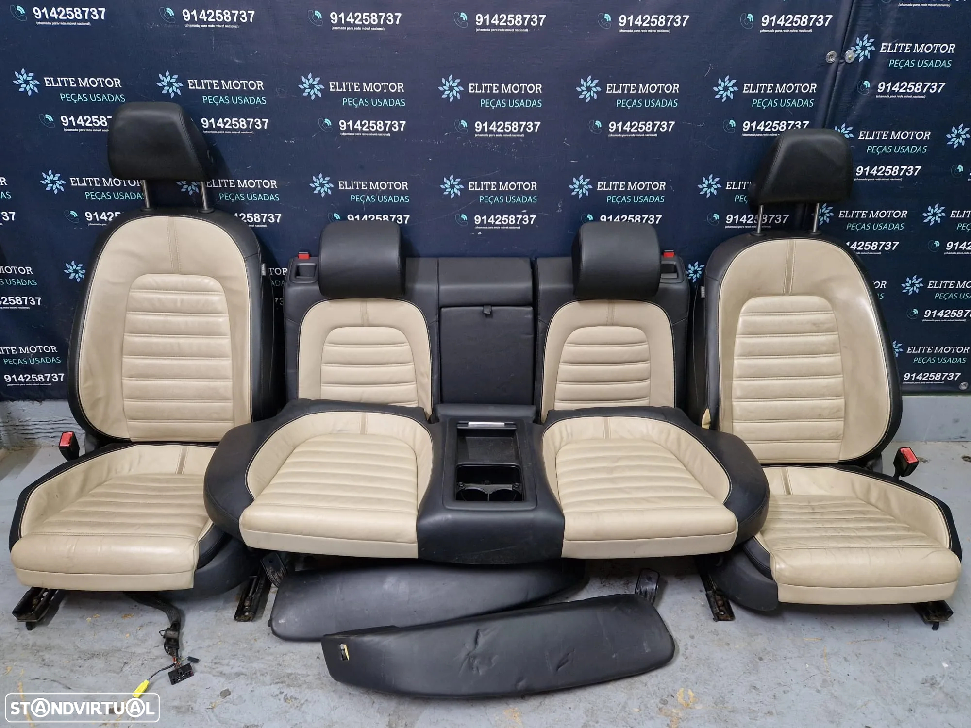 Jogo de bancos usados VW PASSAT CC Highline pele beje preto - 3