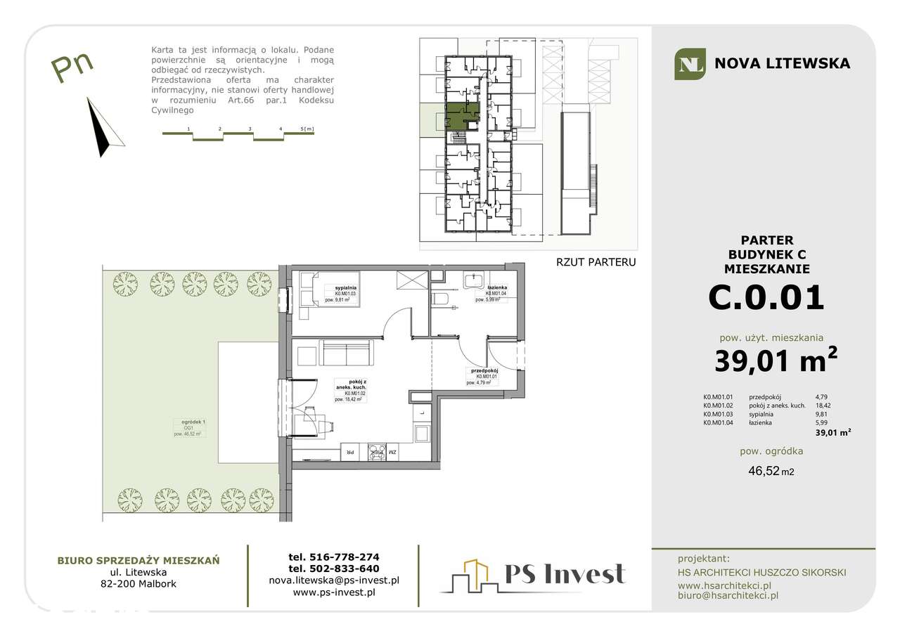 Nowe 39 m² z własnym ogrodem! | NOVA LITEWSKA | Bez PCC