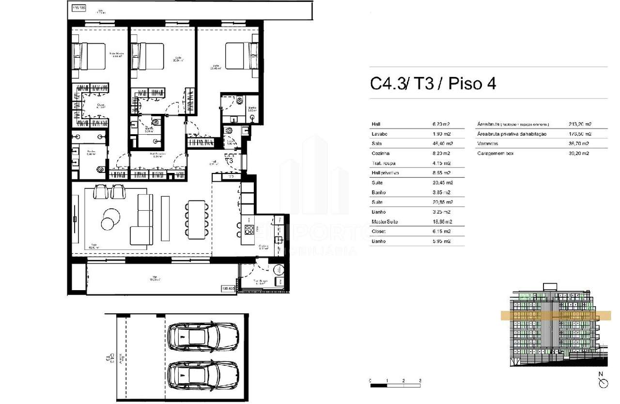 Apartamento T3 c/varandas e box para 2 carros em condomínio de luxo em - Grande imagem: 3/17