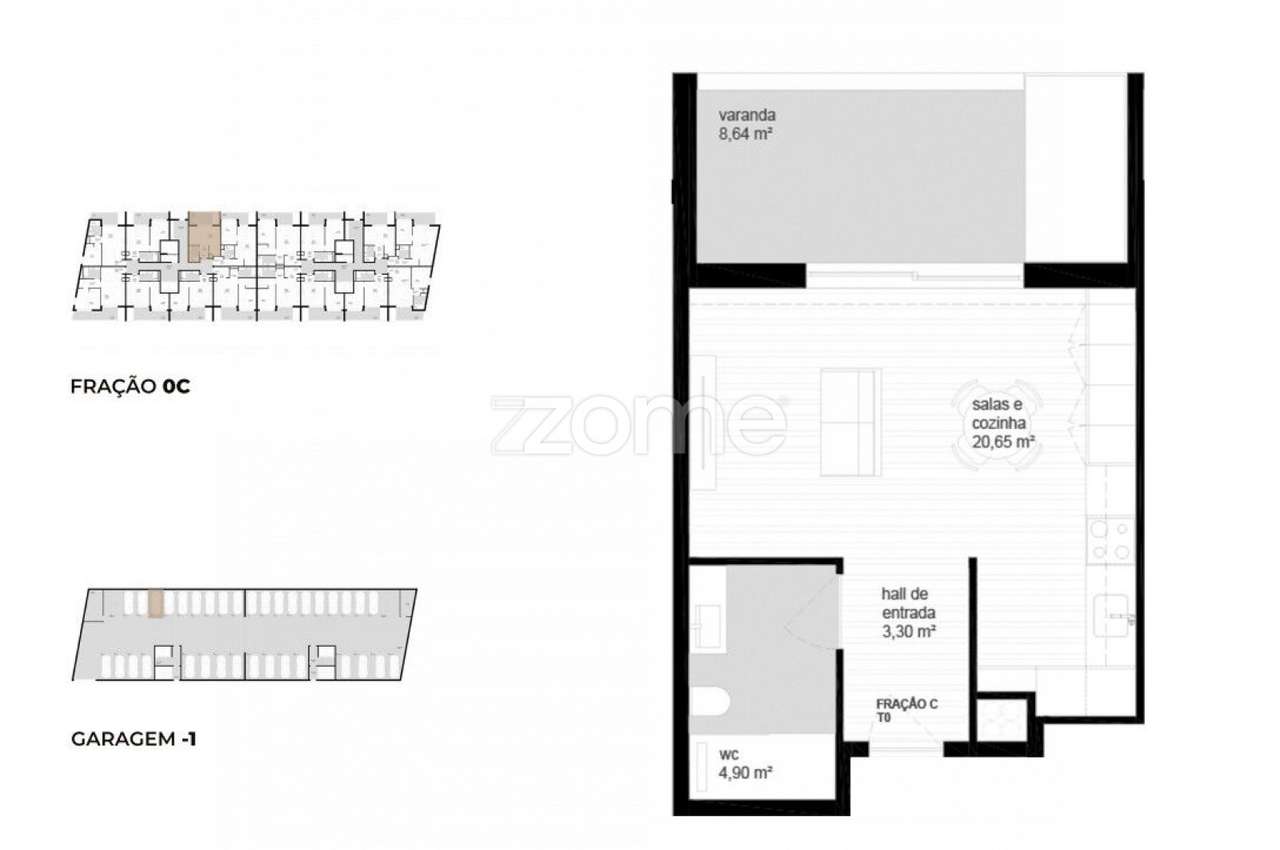 Apartamento T0 (0C) localizado no piso 0, com área total de 59.8 m2. - Grande imagem: 3/23