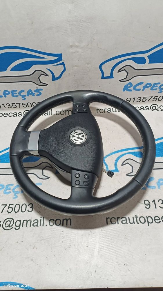 VOLANTE GUIADOR COMPLETO VW VOLKSWAGEN GOLF V 5 MK5 1K0419091AE 1K0419091 GOLF PLUS EOS PELE AIRBAG COMANDOS MULTIFUNÇÕES CONTROLO - 5