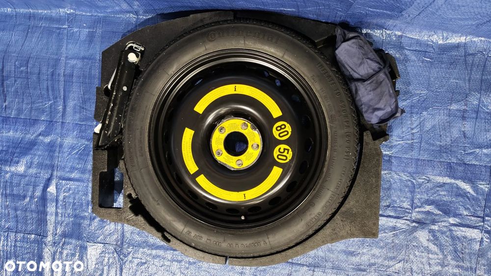KOŁO DOJAZDOWE T155/70/19 T155/70 R19 WKŁAD STYROPIAN BAGAŻNIKA ZESTAW NAPRAWCZY LEWAREK UCHO HOLOWNICZE HAK KLUCZ DO KÓŁ STOPKA KOMPLET JAK NOWE MERCEDES W221 LIFT - 1