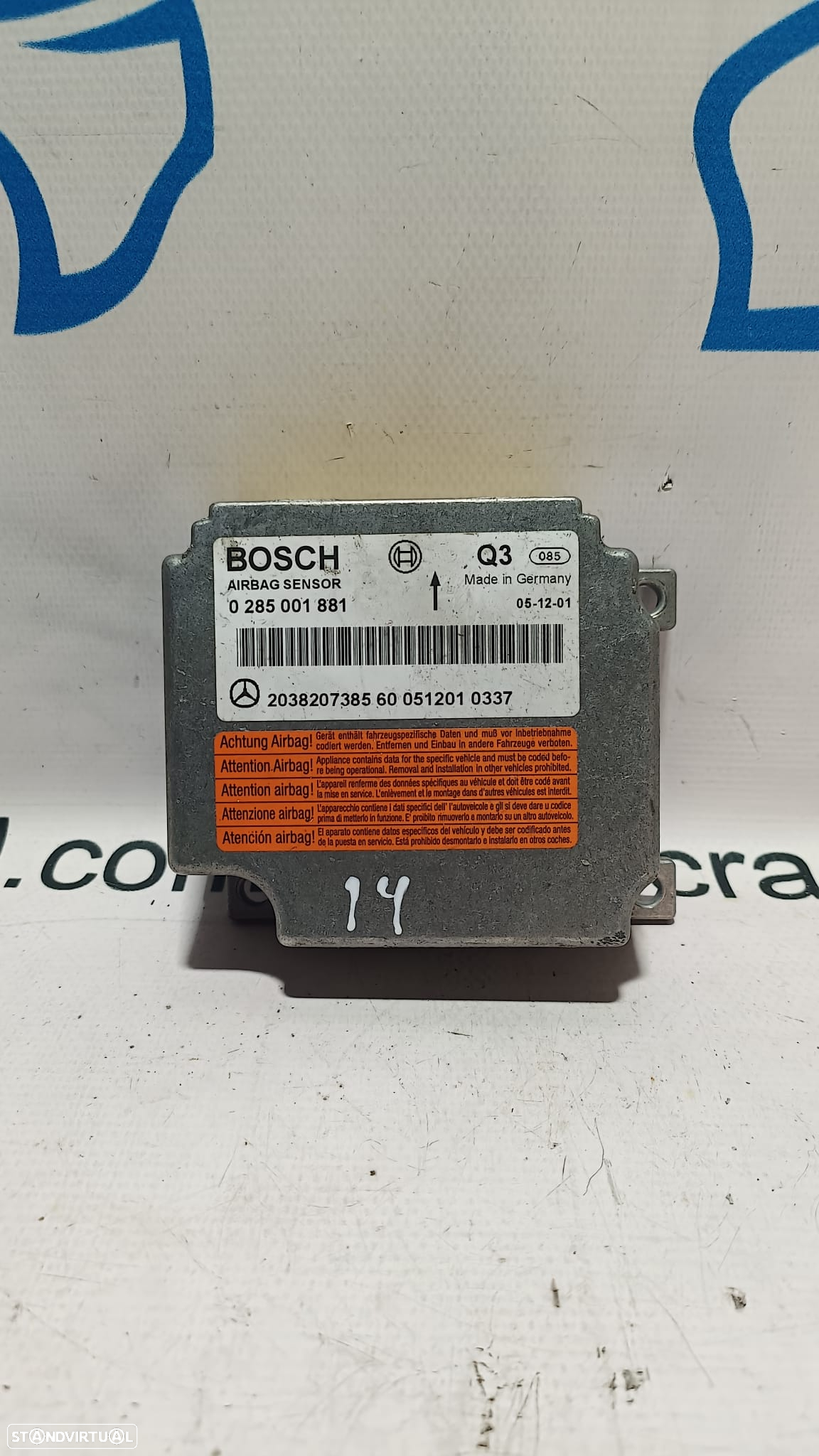 CENTRALINA ECU MODULO AIRBAG MERCEDES BENZ CLASS C W203 A2038207385 2038207385 0285001881 BOSCH COUPE CL203 CLC CLASS E W211 E220 CLK C209 W209 - 2