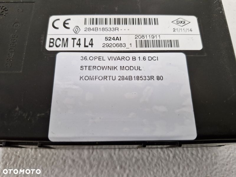 OPEL VIVARO B 1.6 DCI STEROWNIK MODUŁ KOMFORTU 284B18533R - 6