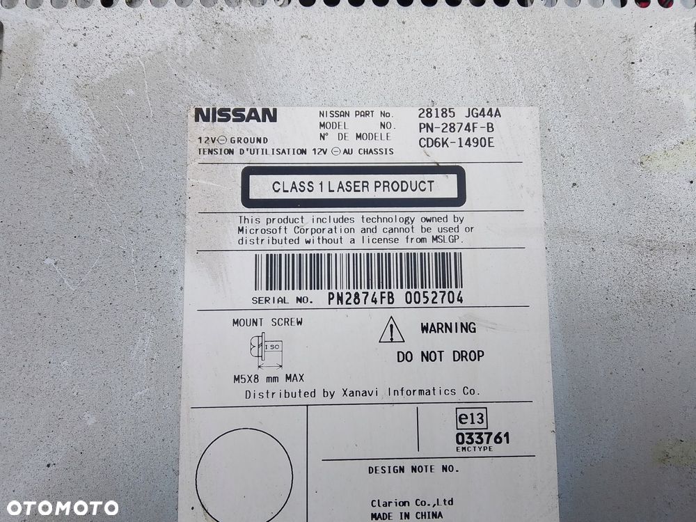radio nissan qasqai i j10 28185-jg44a - 3