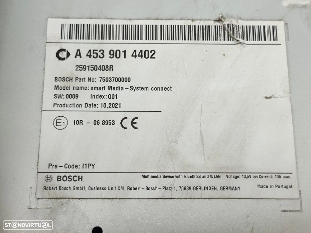 Auto Radio Ecra Original Smart Forfour EQ 453 A4539014402 2017 a 2021 - 9