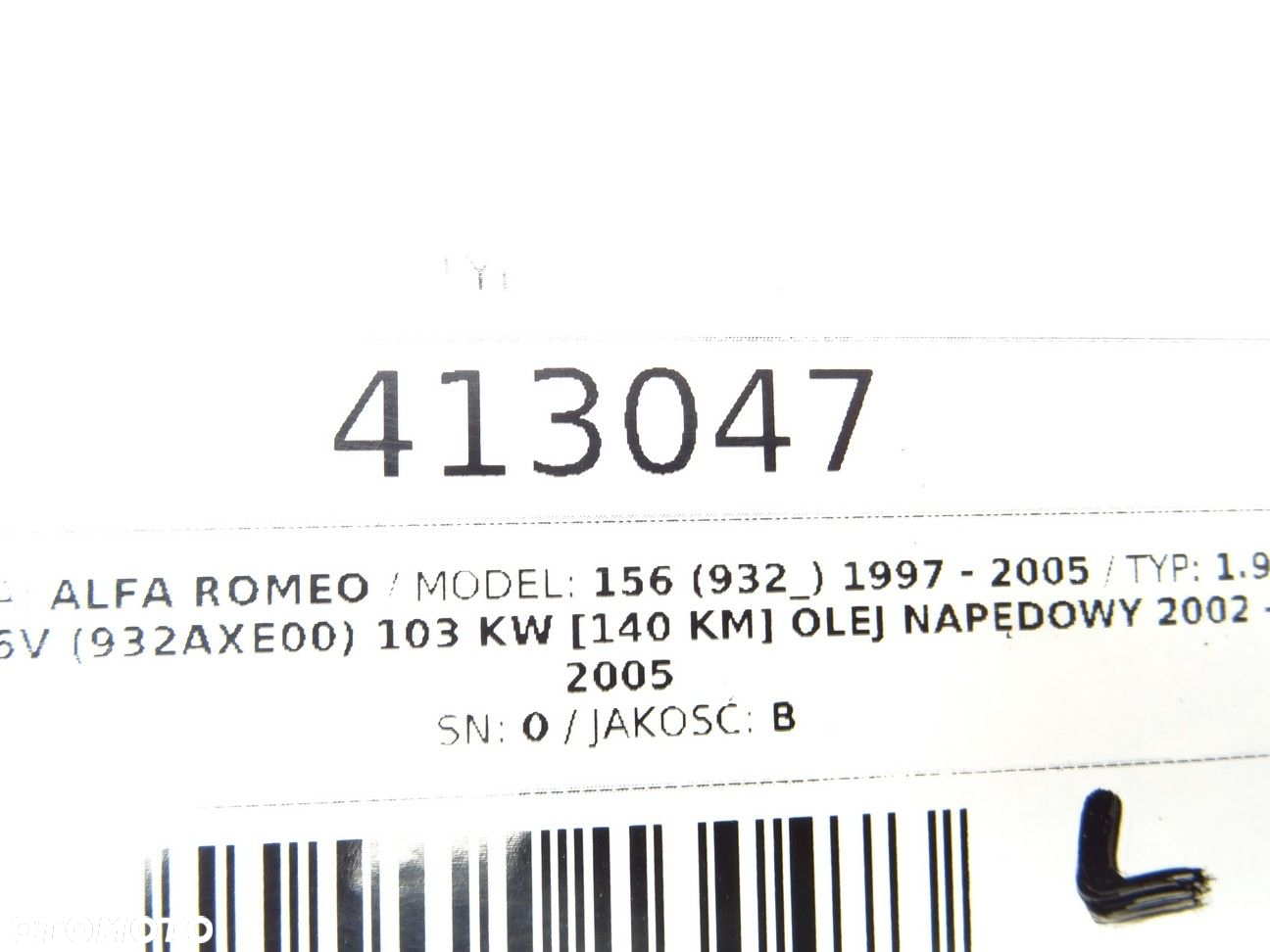 TYLNA KLAPA - 260.00 PLN - ALFA ROMEO 156 (932_) 1997 - 2005 1.9 JTD 16V (932AXE00) 103 kW [140 KM] - 7