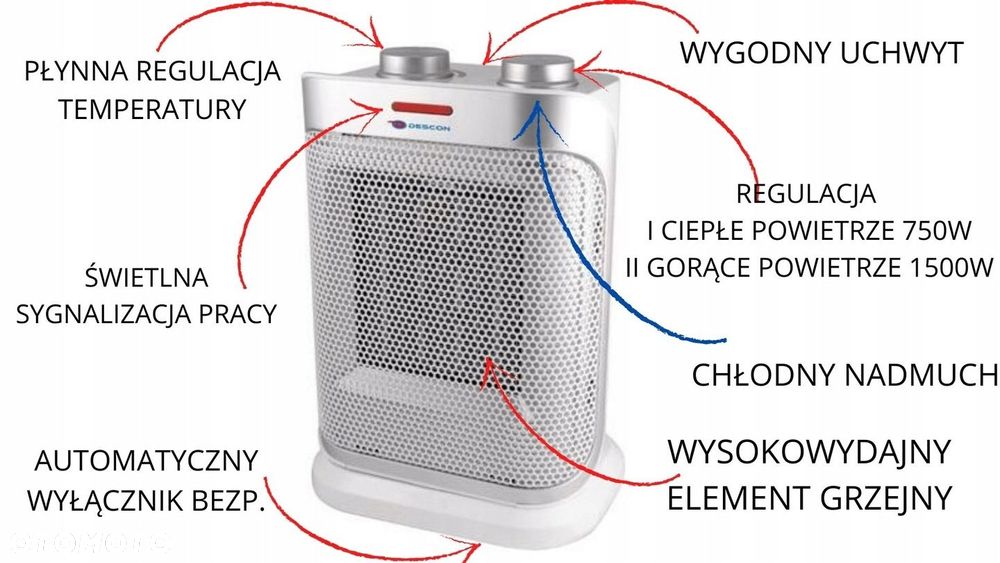 TERMOWENTYLATOR Z OSCYLACJĄ I REGULACJĄ NAGRZEWNICA 1500W DA-T184CS DEDRA - 10