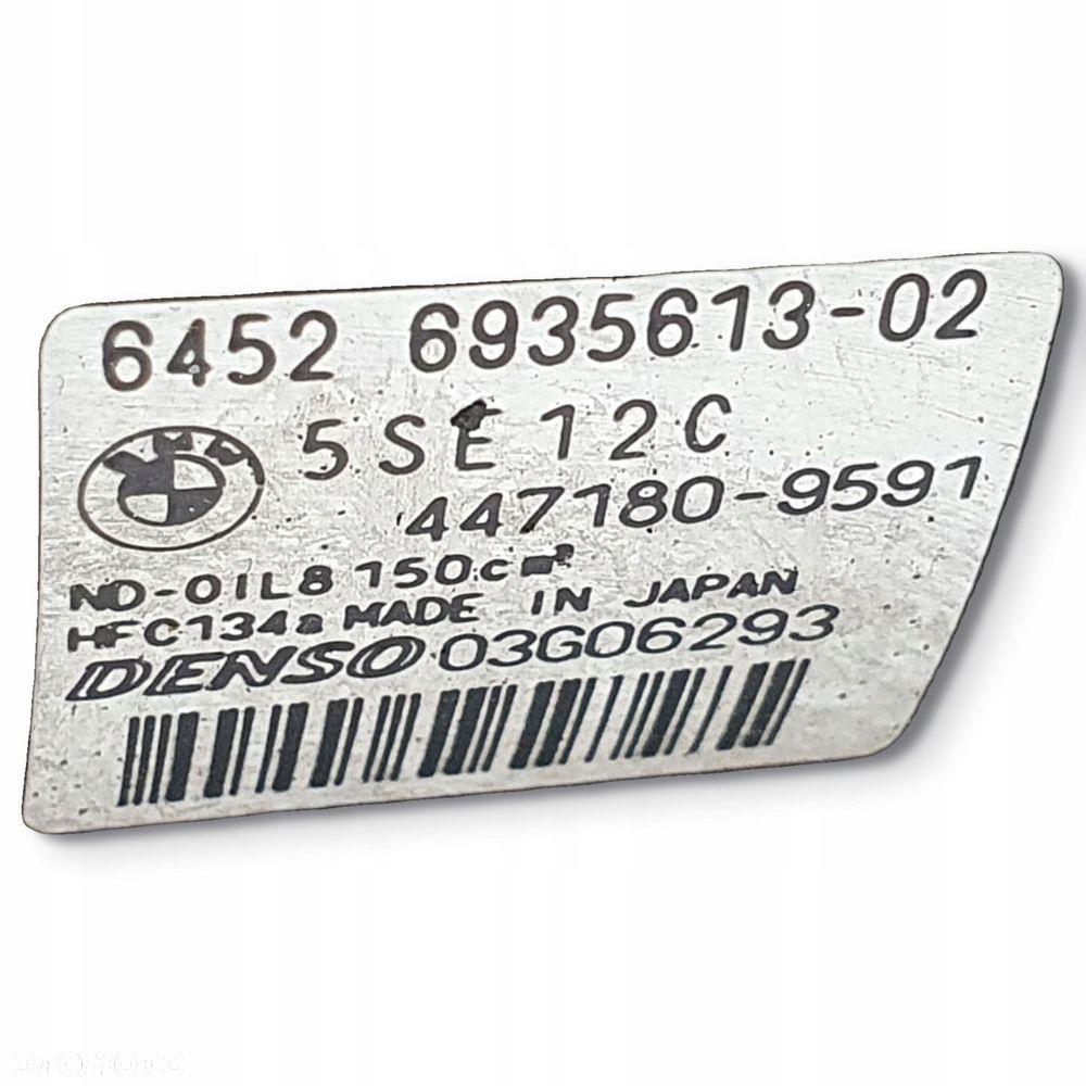 SPRĘŻARKA KLIMATYZACJI BMW E87 E90 2.0 D 6935613 - 2