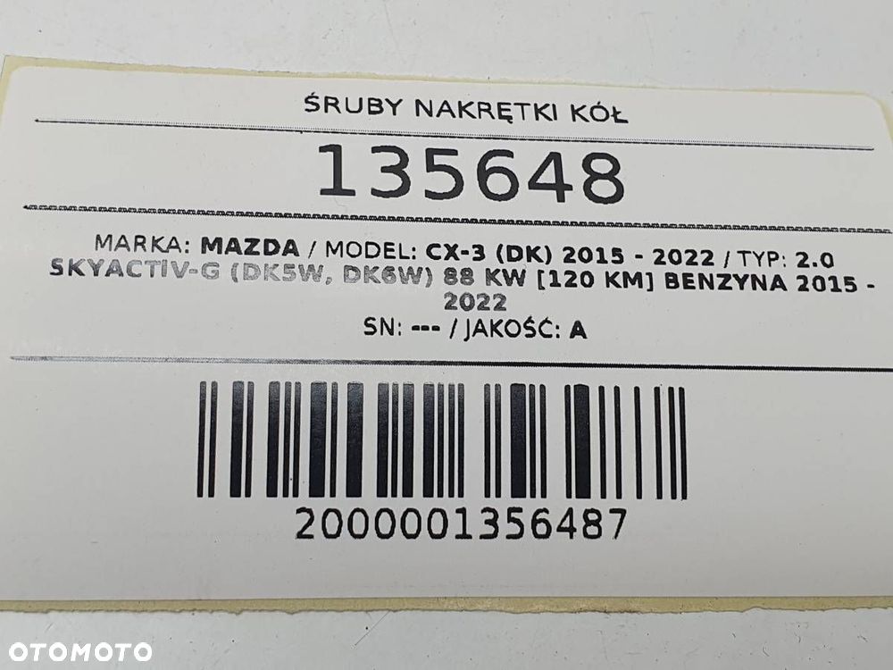 ŚRUBY NAKRĘTKI KÓŁ KOMPLET MAZDA CX-3 DK M12X1.5 - 4