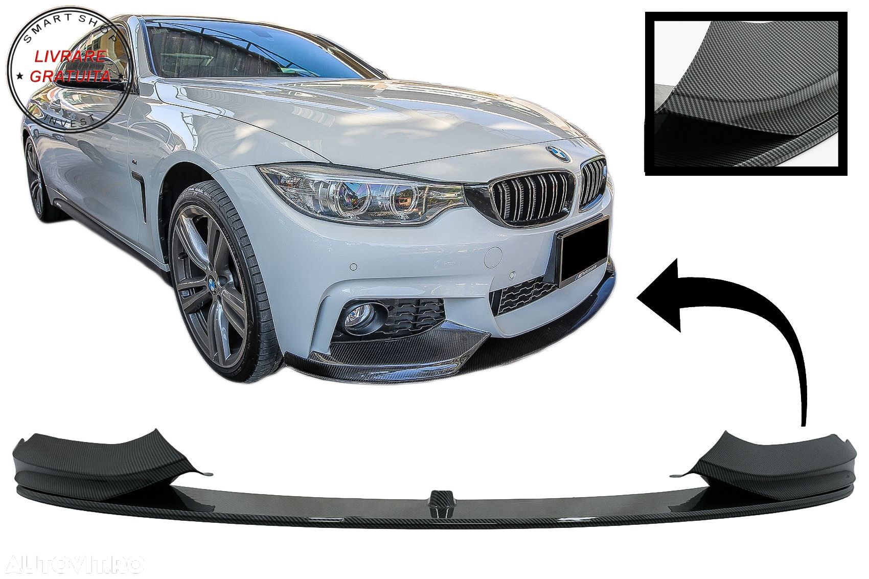 Prelungire Bara Fata BMW Seria 4 F32 F33 F36 (2013-03.2019) M-Performance Carbon F- livrare gratuita - 1