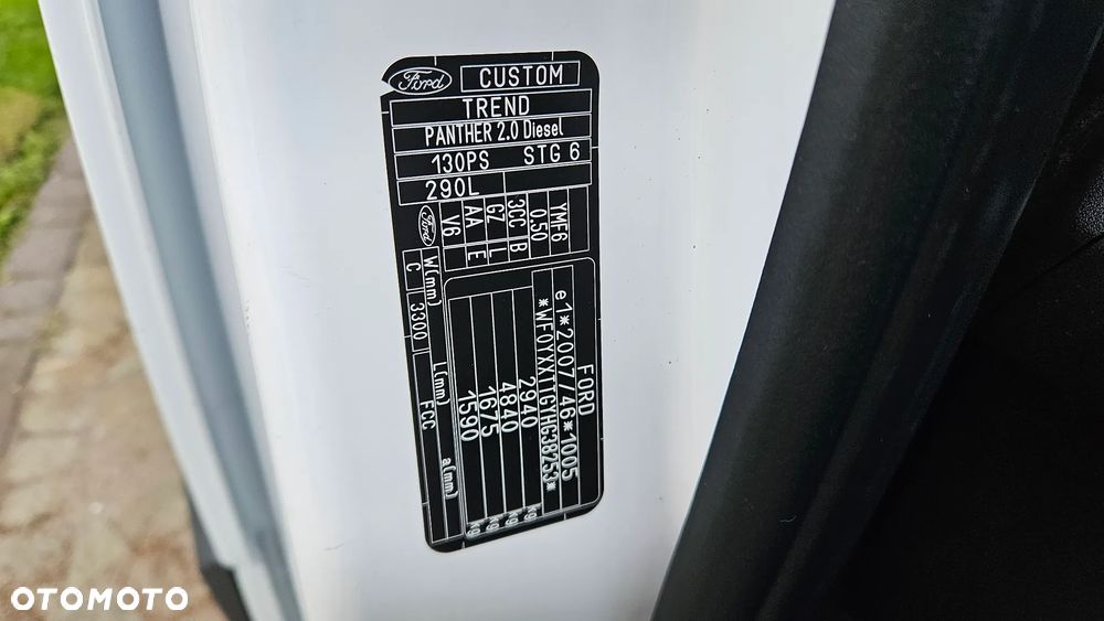 Ford Custom 2,0TDCI L2H1 Długi 194t.km. Pełen Serwis Ford Klima Webasto Hak Parktronik 2xDrzwi - 34