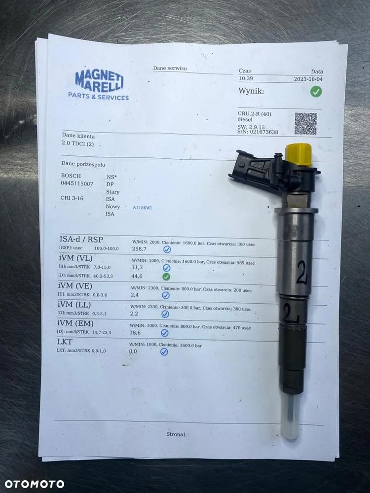 WTRYSKIWACZ TEST 2.0 DCI 0445115007 WTRYSK IMA RENAULT TRAFIC VIVARO LAGUNA  0986435350 0445115084 0986435350 0986435426 - 4