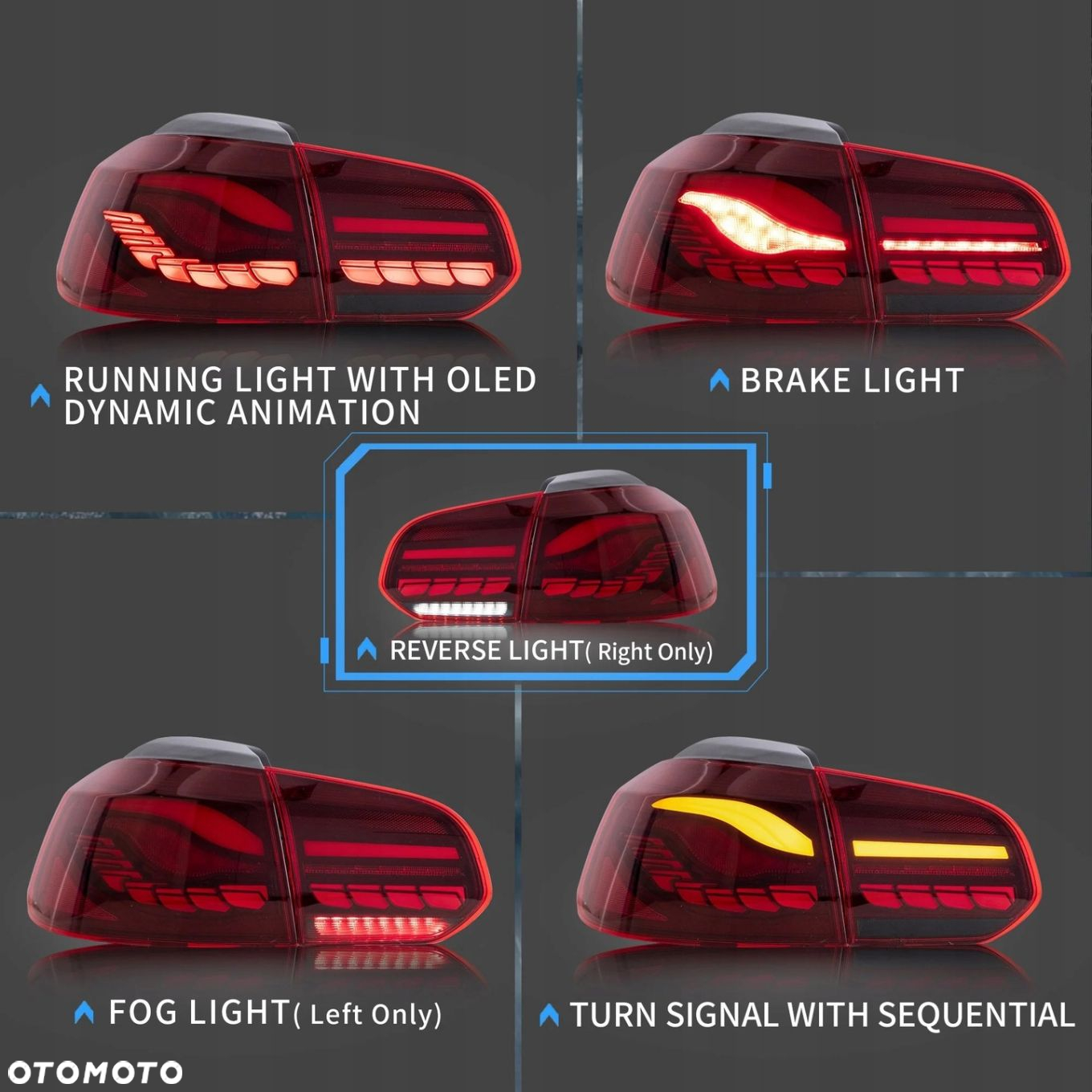 Lampy tyl kpl Vland Full Led Neon Oled Tuning VW Golf VI 6 5k0 2008-2013 - 7