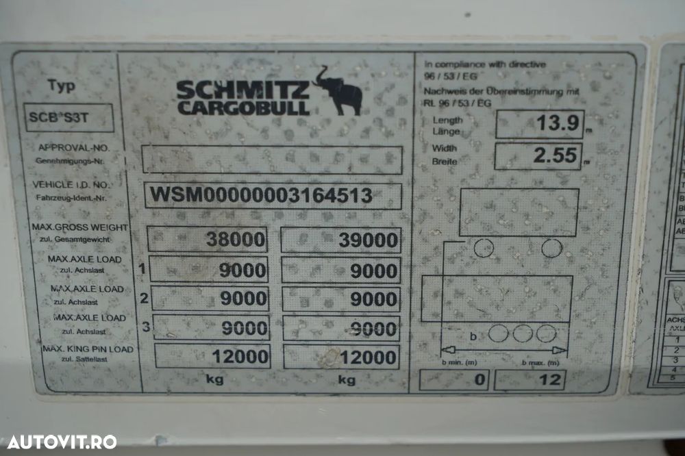 Schmitz Cargobull CORTINĂ / MEGA / PLATĂ JOSĂ / PUNTE RASĂ / ACOPERIȘ RASĂ / ACOPERIȘ RASĂ /  PRELATĂ ARMATĂ - 27