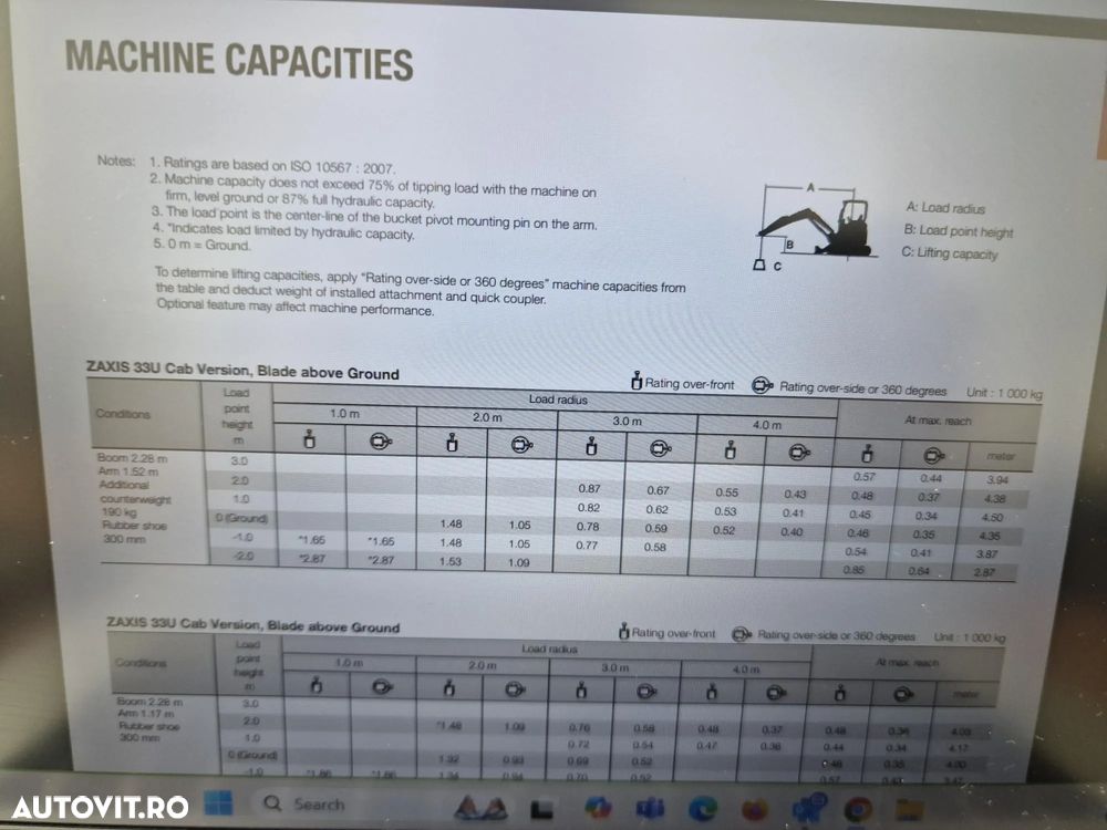 Hitachi 3,7t, ZX33U-6, cupla rapida+2 cupe excavare+cupa taluz, inst picon, Aer conditionat, lama nivelare, produs in JAPONIA, garantie 1an, posibilitate leasing-44.900 EUR+Tva - 39