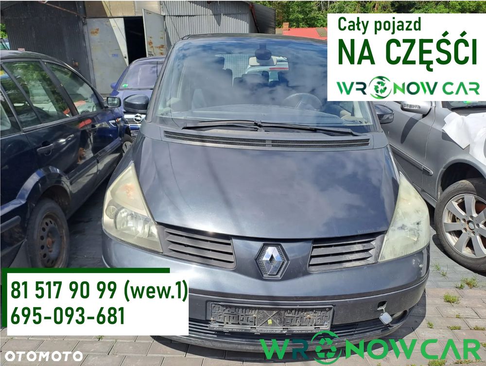 Renault Espace IV (02-06r.) 1.9 DCI 115KM. Silnik F9Q 820 - C016537 Skrzynia PK6 005 - C018180 lakier TEB66 - GREY ECLIPSE BC.Cały na części.GWARANCJA !!! Przód Tył Zestaw Komplet Drzwi Klapa Zderzak Błotnik Maska Grill Atrapa Szyba Pas Lampa Lusterko Boczki Fotel Kanapa Kokpit Deska Rozdzielcza Przełącznik Włącznik Sterownik Przewody Wiązka Instalacja Moduł Komputer Czujnik Listwa Pompa Alternator Wtryski Głowica Rozrusznik Kompresor Sprzęgło Dwumas Silnik Skrzynia ABS Klimatyzacji Paliwa Wspomagania Kolektor Turbina Przepustnica Zawór Chłodnica Koło Hak Belka Sanki Zawieszenie Mcpherson Półoś Amortyzator Wydech Tłumik Zacisk Most - 1