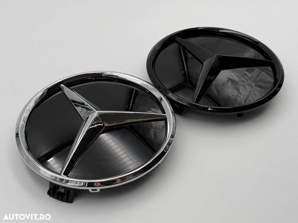 Emblema Compatibila Mercedes W204 C class crom/negru 3D - 2