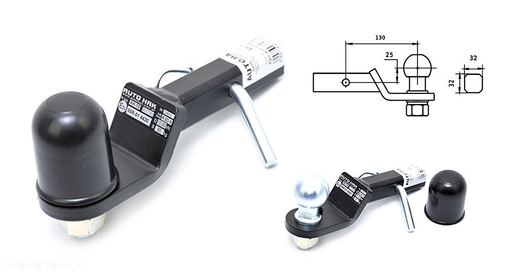 HAK HOLOWNICZY USA AH-10 ADAPTER USA 32x32mm z przetyczką (PODW-2,5cm) - 1