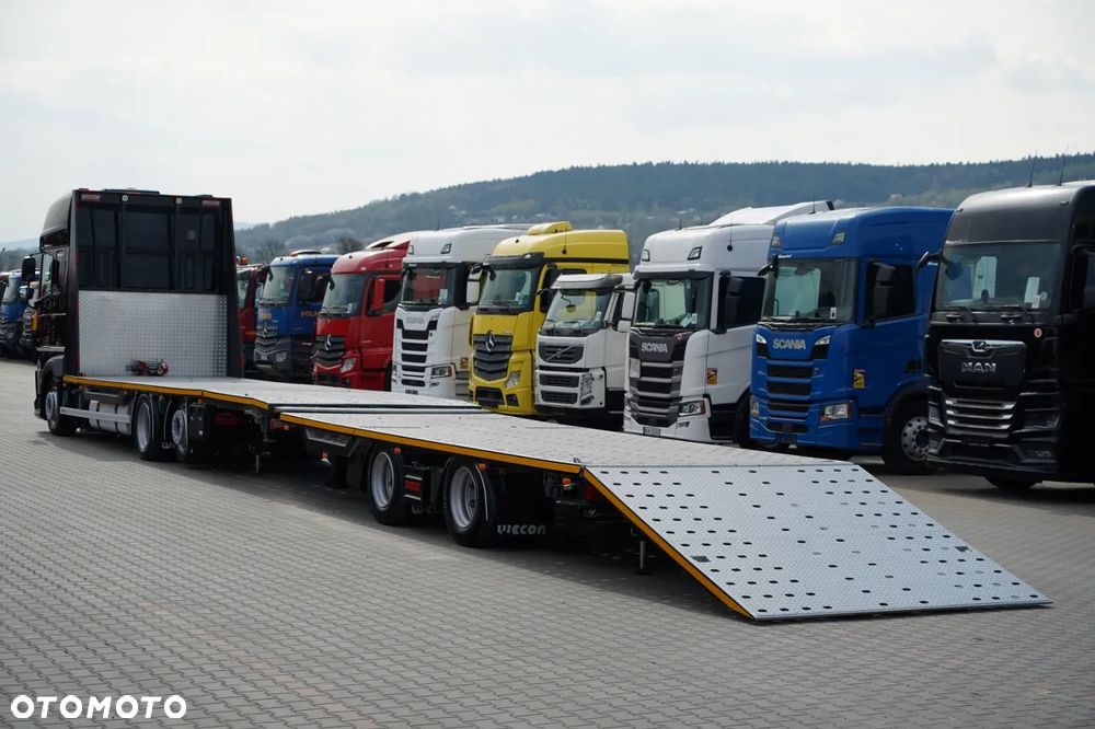 DAF XF 480 / ZESTAW TANDEM LAWETA / 15 ,6 M / SSC / PRZEJAZDOWY / NAJAZDY HYDRAULICZNE / STEROWANIE RADIOWE / WYCIAGARKA / OŚ PODNOSZONA / KLIMA POSTOJOWA - 19
