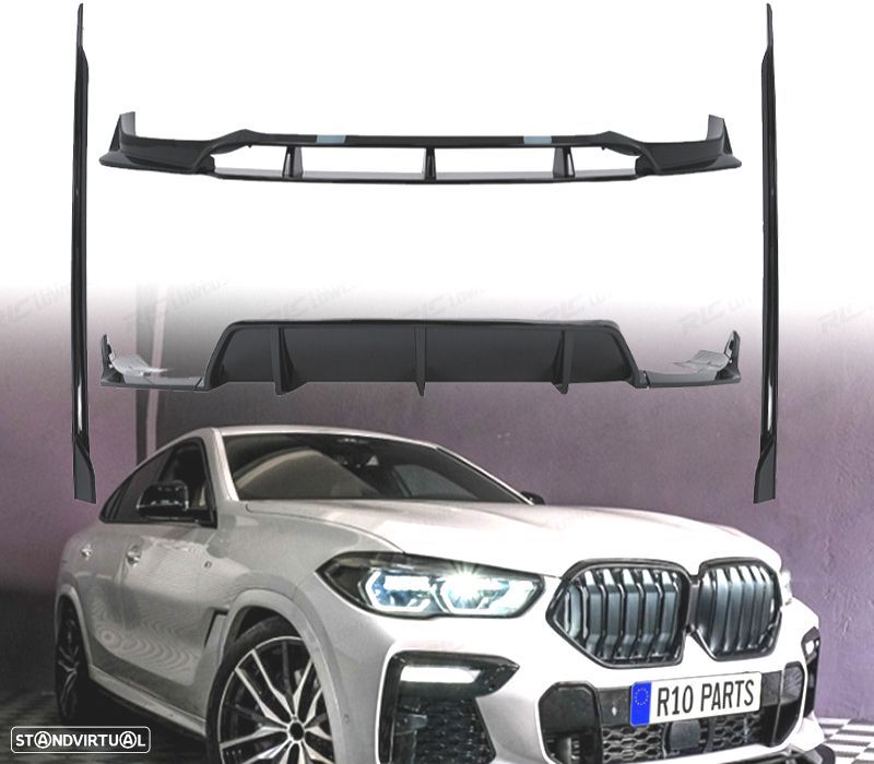 KIT CARROÇARIA BMW X6 G06 19- LOOK BLACK KNIGHT PRETO BRILHANTE - 1