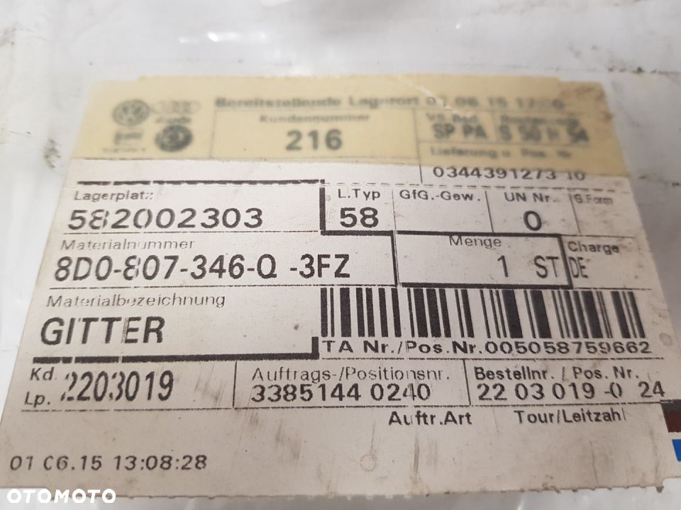 AUDI RS4 A4 B5 ATRAPA KRATKA PRAWA ZDERZAKA POD HALOGEN NOWA 8D0807346Q - 7