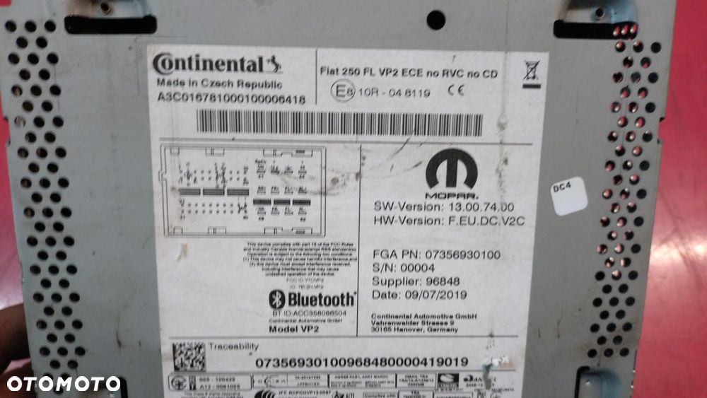 RADIO FIAT DUCATO JUMPER BOXER KOD 14- 07356930100 NO 326/090 - 3